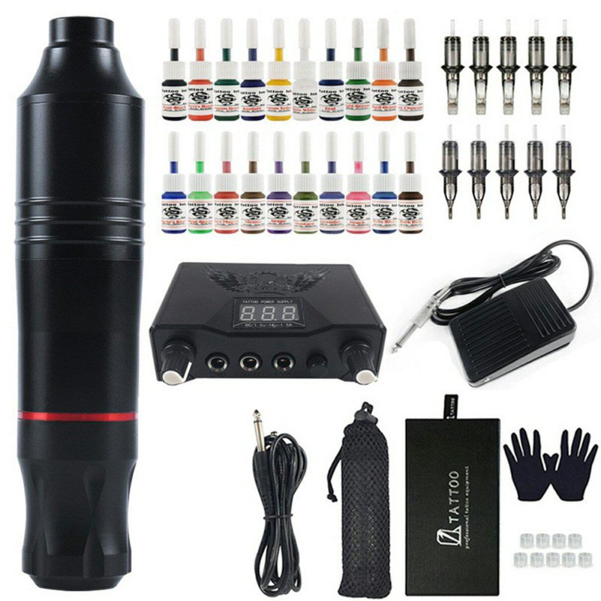 Bút động cơ 20 màu bộ máy xăm cho người mới bắt đầu bút động cơ bộ hình xăm cho người mới bắt đầu bán vĩnh viễn, bút động cơ dụng cụ trang điểm