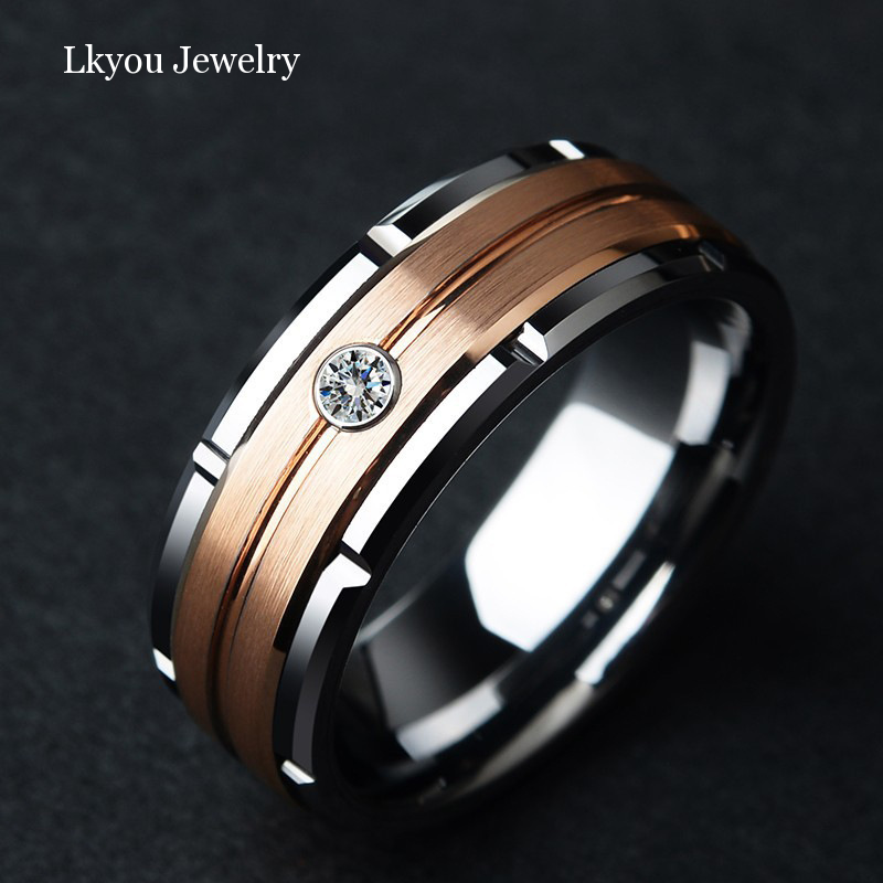 Lkyou Gelang Sederhana Fesyen Dua Warna Keluli Tahan Karat Gaya Eropah Dan Amerika Baru Dengan Berlian, Cincin Punk Keperibadian Lelaki Dan Wanita Yang Sejuk, Perhiasan Bergaya