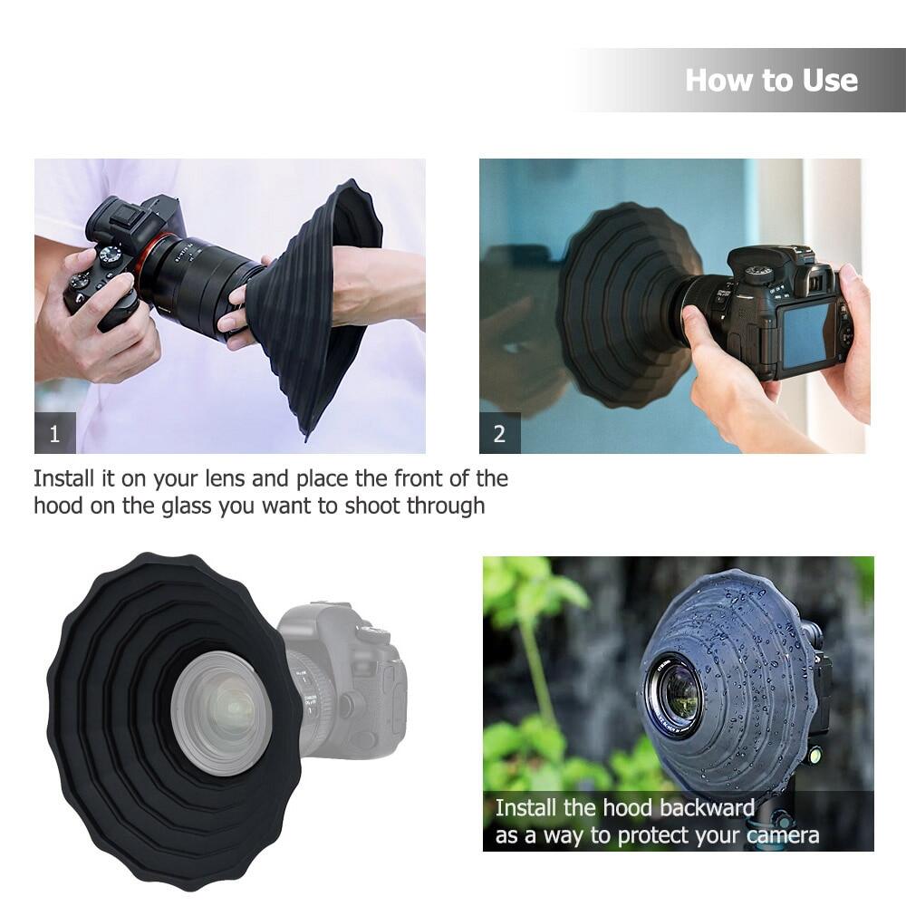 Jjc ống kính vạn năng Mui Xe 55 62 70 72 82Mm Silicone Loa che nắng Cao Su Ống Kính Mui Xe Cho Canon Eos R Rp Nikon DSLR Phụ Kiện máy ảnh 2023 Mới