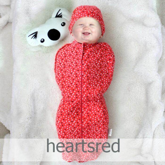 * CuddleMe - Hybrid Swaddlepod *HEARTS RED* (Red)