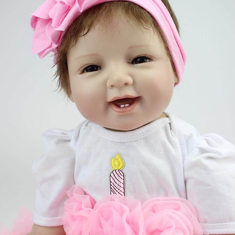 Reborn Bayi Doll Perempuan Tubuh Silikon Mata Terbuka Tersenyum Boneka Bayi dengan Pakaian 22 Inci 55 Cm Lifelike Lucu Hadiah mainan-Internasional