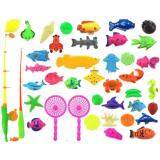 Sunshop Fish Pond Game Magnetic Fishing Pole Rod 3D Fish Model Baby Kids Bath Toys Outdoor Fun 40pcsSet