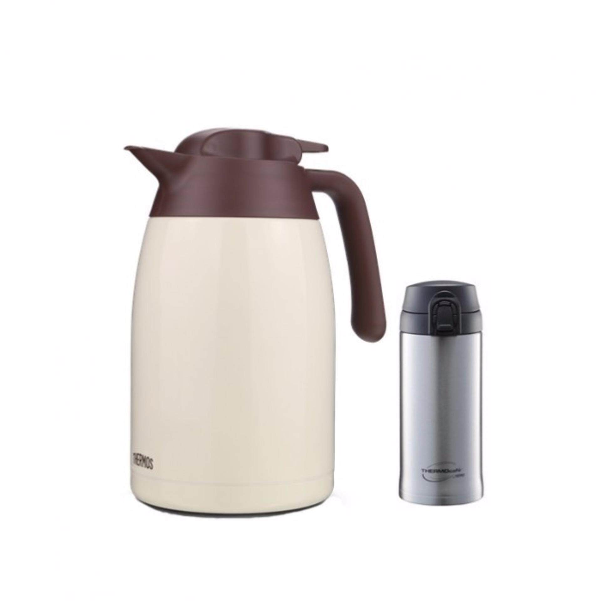 [FREE SHIPPING] Thermos - Stainless Steel Lifestyle Carafe 1.5L (Cookie Cream) *FOC Thermocafe Flask 350ml*