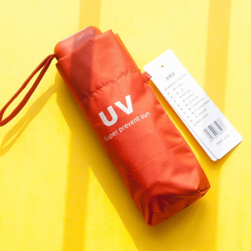 Fifty เปอร์เซ็นต์ UV ร่มพกพาขนาดเล็กร่มกันแดดร่มพับได้แบบพกพาขนาดกะทัดรัดครีมกันแดด Dual-ใช้ UV ฝนตกหรือมีแดด