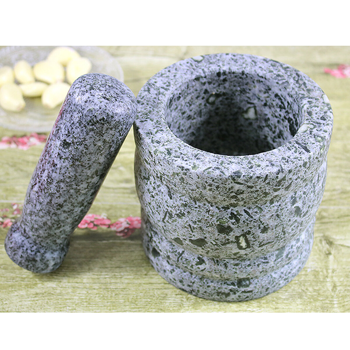 Generic Natural Granite Pestle & Mortar Set Herbs And Spices Grinder Crusher Polished S Jumia