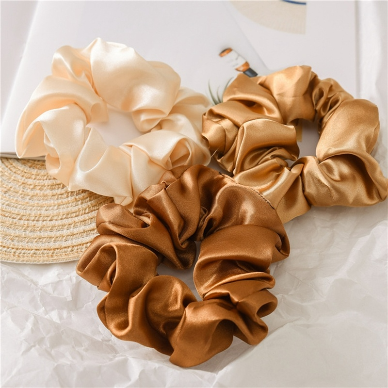 Dây buộc tóc màu trơn bằng lụa satin dây buộc tóc co giãn phụ kiện tóc mềm sang trọng cho nữ dây buộc tóc đuôi ngựa