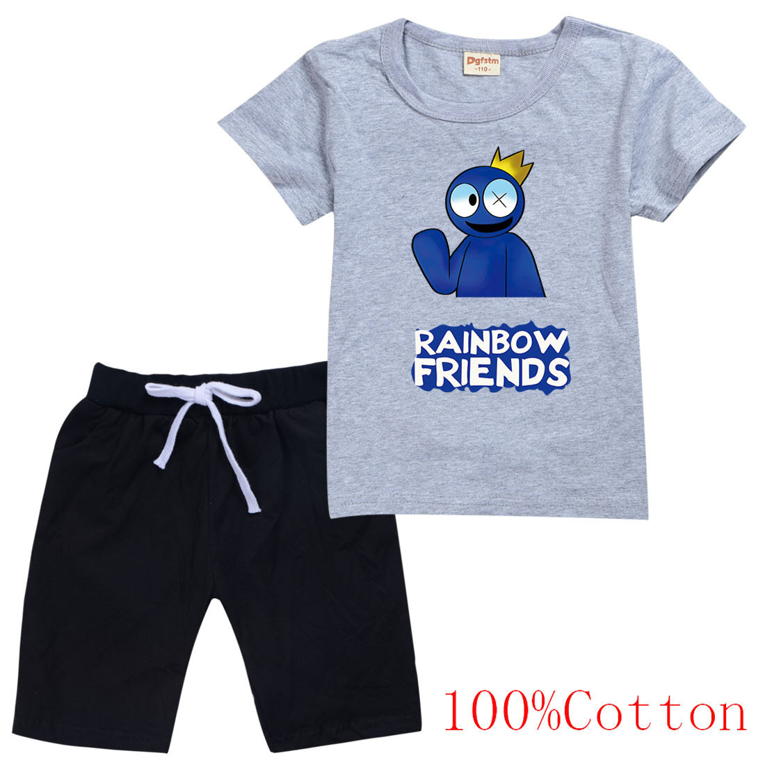 Cầu Vồng Bạn Bè Giản Dị Cotton đồ ngủ trẻ em Đặt Quần Short Bộ đồ ngủ Phim Hoạt Hình Cậu Bé ngắn tay cho bé gái T-Shirt Thời Trang Mùa Hè 0000 Mới