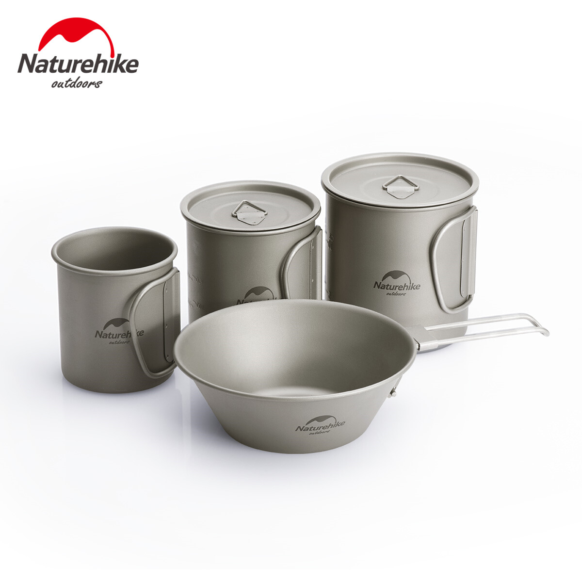 Naturehike cốc nước titan cầm tay cắm trại, cốc bát có thể gập lại xử lý, 200ml 300ml 450ml 600ml nh20cj005