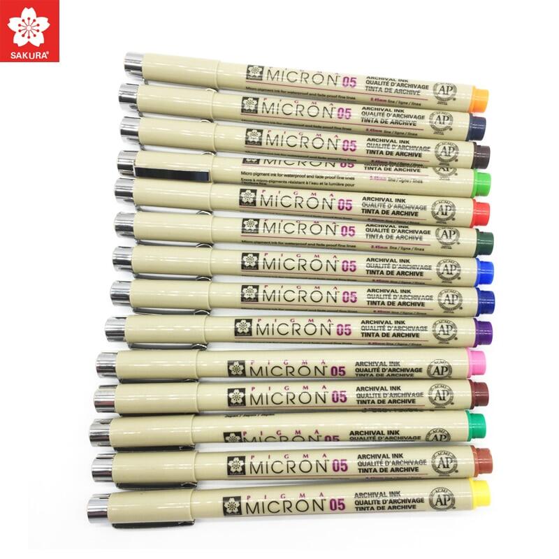 Set of 8 14colors SAKURA Pigma Micron Liner Pen 0.25mm 0.45mm Color