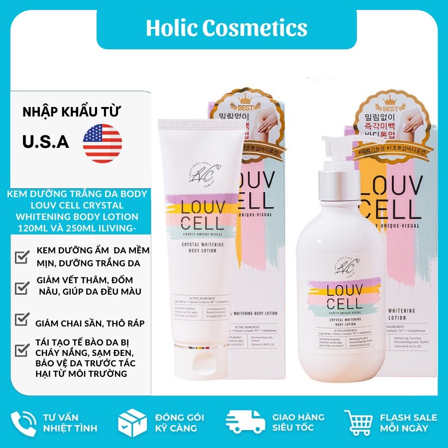 Kem dưỡng trắng da body Louv Cell Crystal Whitening Body Lotion 120ml và 250ml ILIVING-LOUDTB