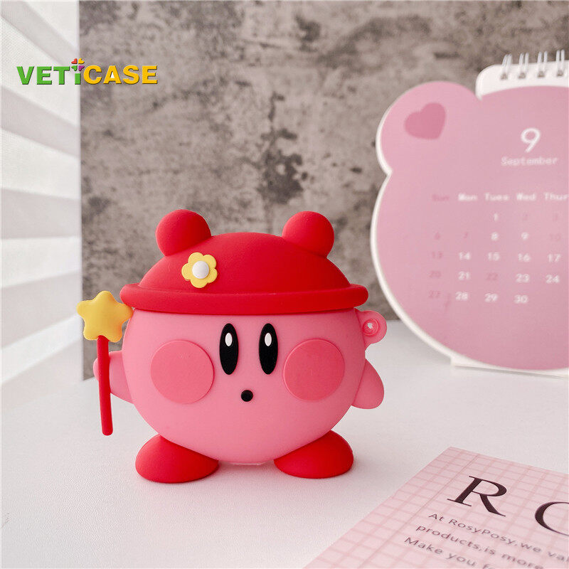 Hoạt Hình Dễ Thương Hat, Ốp Tai Nghe Star Kirby Dành Cho Apple AirPods Pro AirPods 1 2 3 Silicone Mềm Bìa Túi Đựng Vỏ Hộp Đựng Tai Nghe Bảo Vệ AirPod Phụ Kiện Màu Đỏ