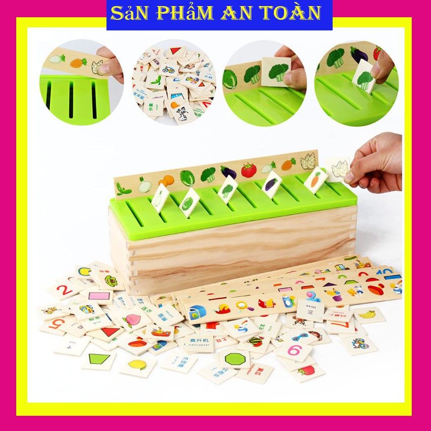 Đồ chơi hộp thả hình theo chủ đề bằng gỗ - hộp thả hình thẻ giáo cụ montessori