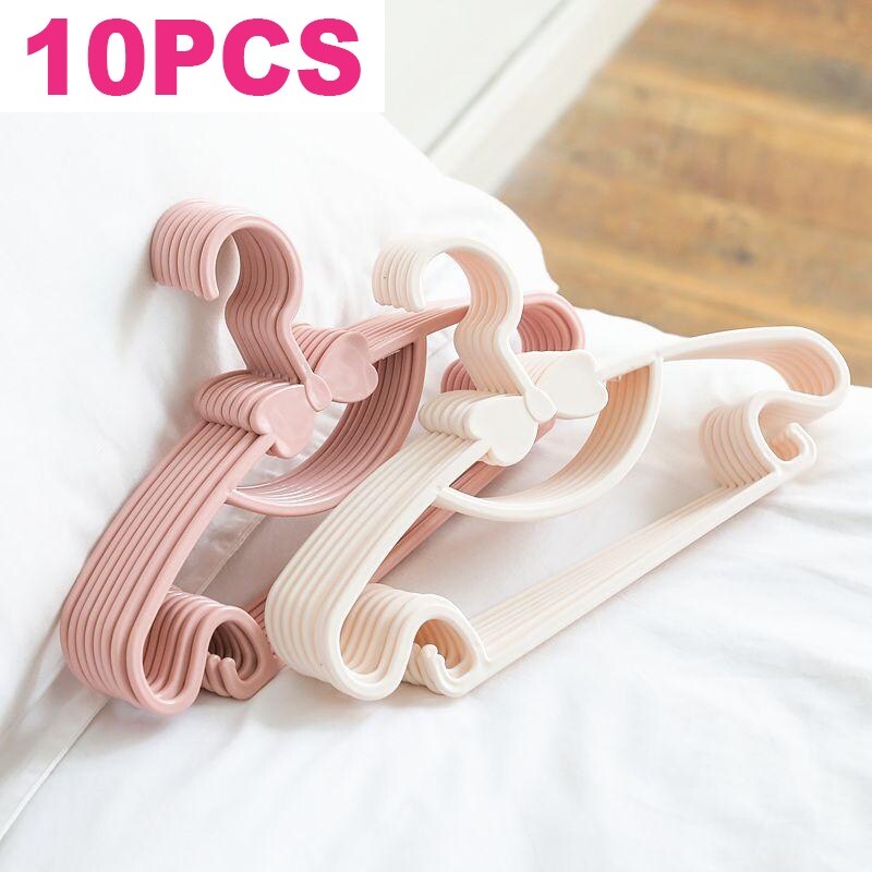 [HOT W] 10pcs Portable Clothes Hangers Kid Clothes Hook Bow knot Design Clothes Drying Rack for Children Plastic Baby Hangers
