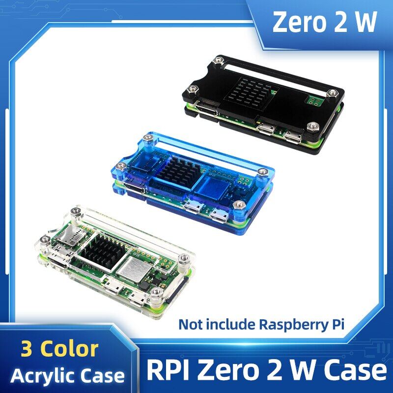 Vỏ acrylic raspberry pi zero 2 w vỏ xanh dương đen trong suốt vỏ tản nhiệt làm mát thụ động tùy chọn cho raspberry pi zero 2 w