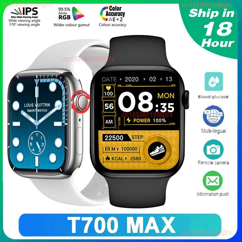 2022 New T700 Max 1.7 Inch Smartwatch Series 7 Watch Bluetooth Call Heart Rate Monitor Custom Watch Face Smart Watch PK i7 Pro Max X8 Max W27