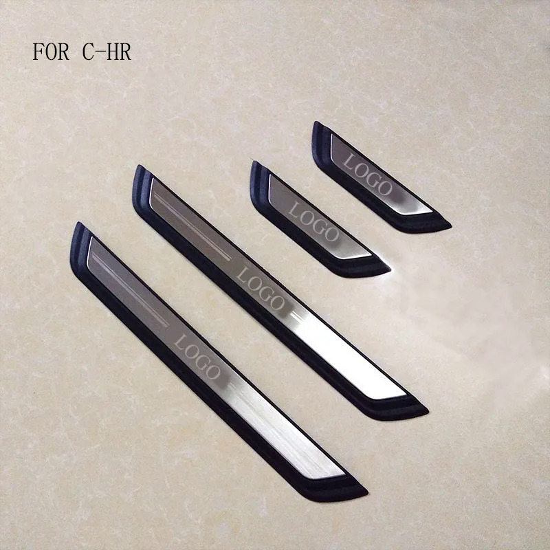 Tạo kiểu cho xe cửa thép không gỉ sill trầy xước tấm phù hợp cho TOYOTA C-HR CHR 2017 Ngưỡng Cửa Xe Hơi bảo vệ phù hợp cho C-HR 2017
