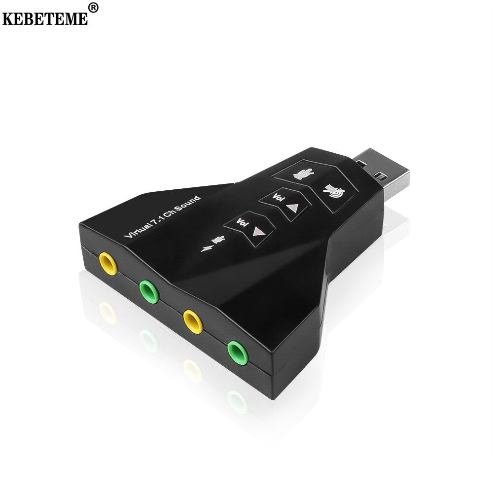 KEBETEME Bộ Chuyển Đổi Âm Thanh Thẻ Âm Thanh 3D USB 7.1 Kênh Kép Bên Ngoài Cho Máy Tính Xách Tay Máy Vi Tính Cho Thẻ Âm Thanh 4 Cổng MA-Cbook 7.1 USB 2.0 Ảo Kép