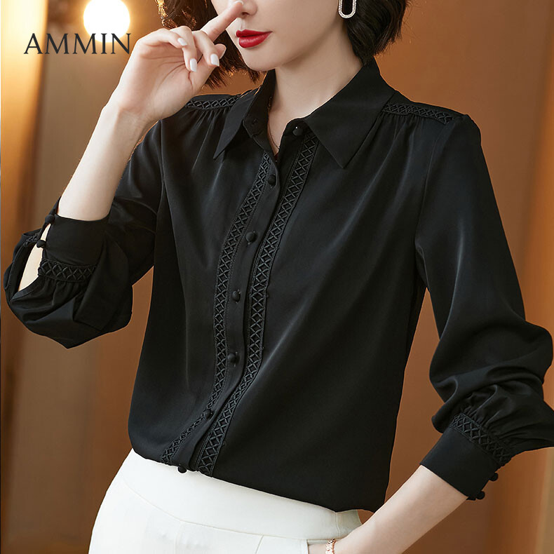 Áo Áo Voan AMMIN Dáng Rộng Cho Phiên Bản Hàn Quốc Cho Nữ Áo Kiểu Dài Phong Cách Bụi Thời Trang Mới Tay Cá Tính
