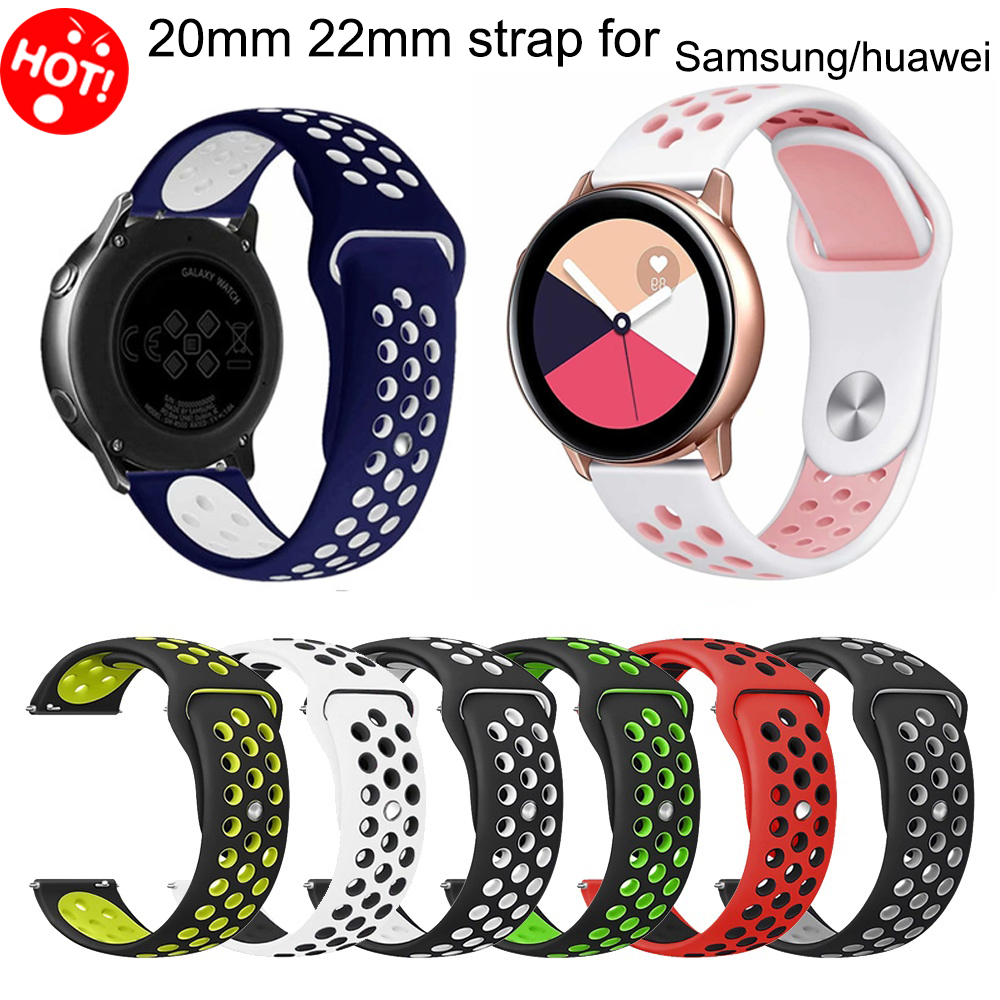 Dây đeo silicon đồng hồ huami samsung gear s3, kích thước 20mm, 22mm, kích thước 42mm, 44mm, dành cho huawei gt 2