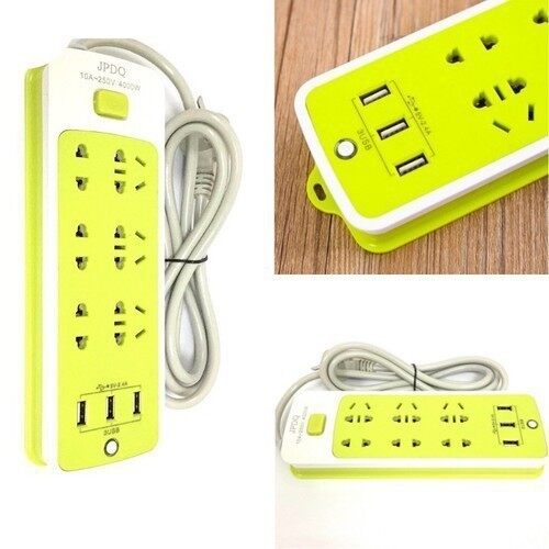 Ổ cắm điện xanh dài đa năng có cổng usb