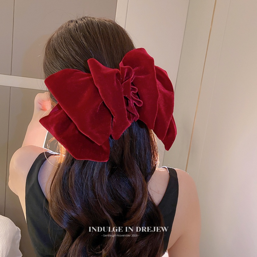 Kẹp tóc nơ nhung lớn hàn quốc kẹp lò xo phóng đại quá khổ kẹp tóc hain nơ sáng bóng cỡ lớn phụ kiện tóc sang trọng