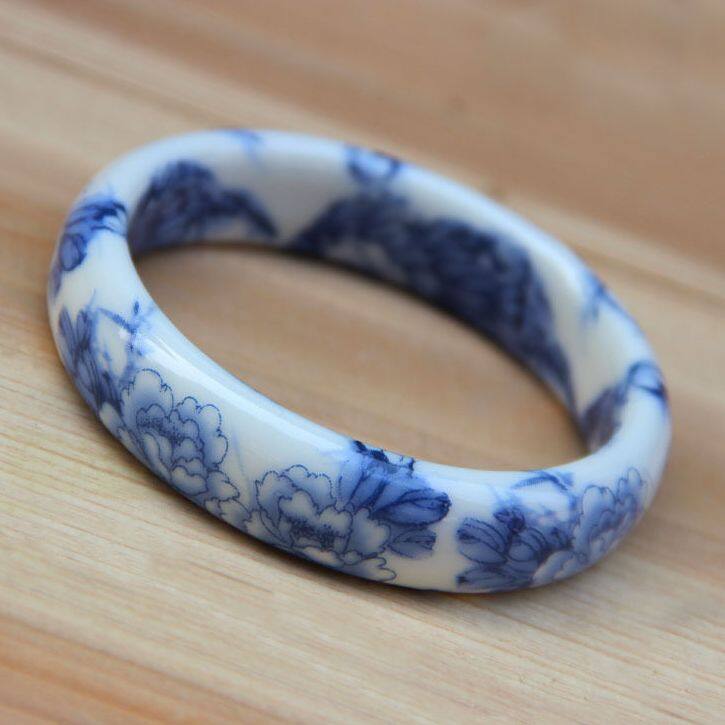 Vòng tay nữ cadia Phong cách Trung Hoa cổ điển màu hồng jingdezhen gốm sứ mực mận Magpie T1C
