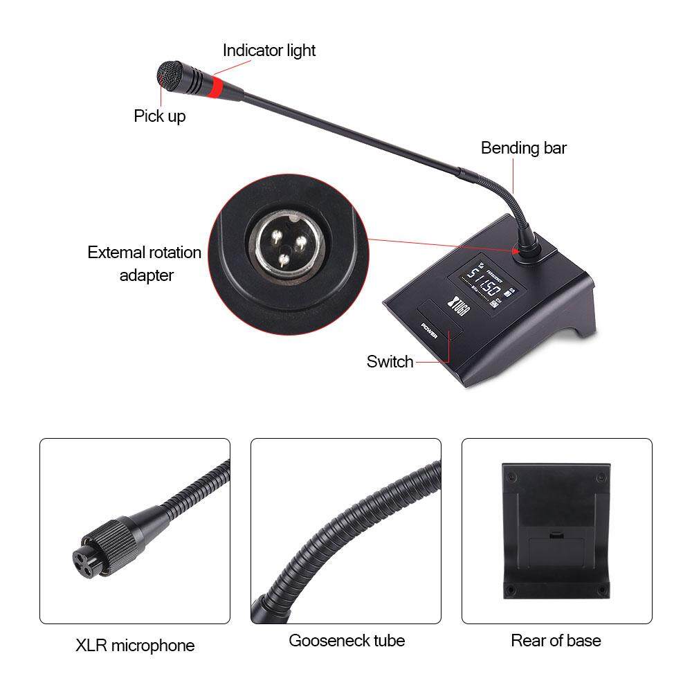 XTUGA CM280 Professional Gooseneck Conference Microphone System UHF 8 Channels 8 Wireless