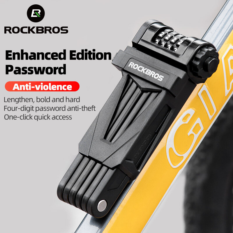 ROCKBROS Khóa Xe Đạp Điện, Khóa Cố Định Xe Máy Xe Đạp Đường Trường Mtb Khóa Mật Khẩu Gấp, Phụ Kiện Xe Đạp Chống Trộm