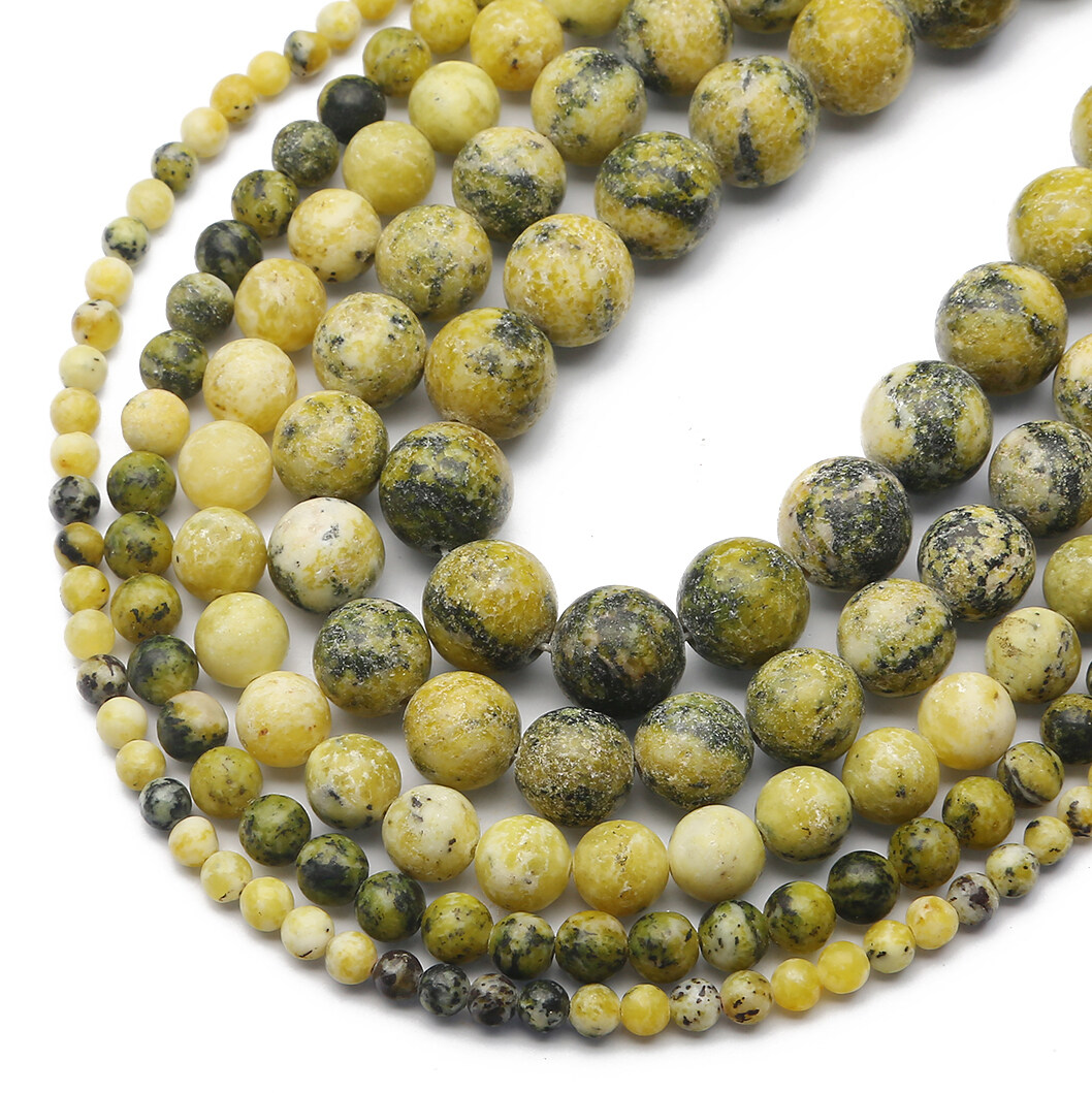 4/6/8/10/ Hạt Đá Tự Nhiên 12Mm Hạt Đệm Tròn Rời Màu Vàng Ngọc Lam Cỏ Để Làm Trang Sức Vòng Cổ Vòng Tay Tự Làm