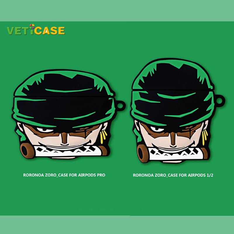 Ốp Tai Nghe Hình Cướp Biển Zoro Đẹp Trai Dành Cho Apple AirPods Pro AirPods 1 2 3 Silicone Mềm Bìa, Túi Đựng Vỏ Hộp Đựng Tai Nghe Bảo Vệ AirPod Phụ Kiện Màu Xanh Lá Cây