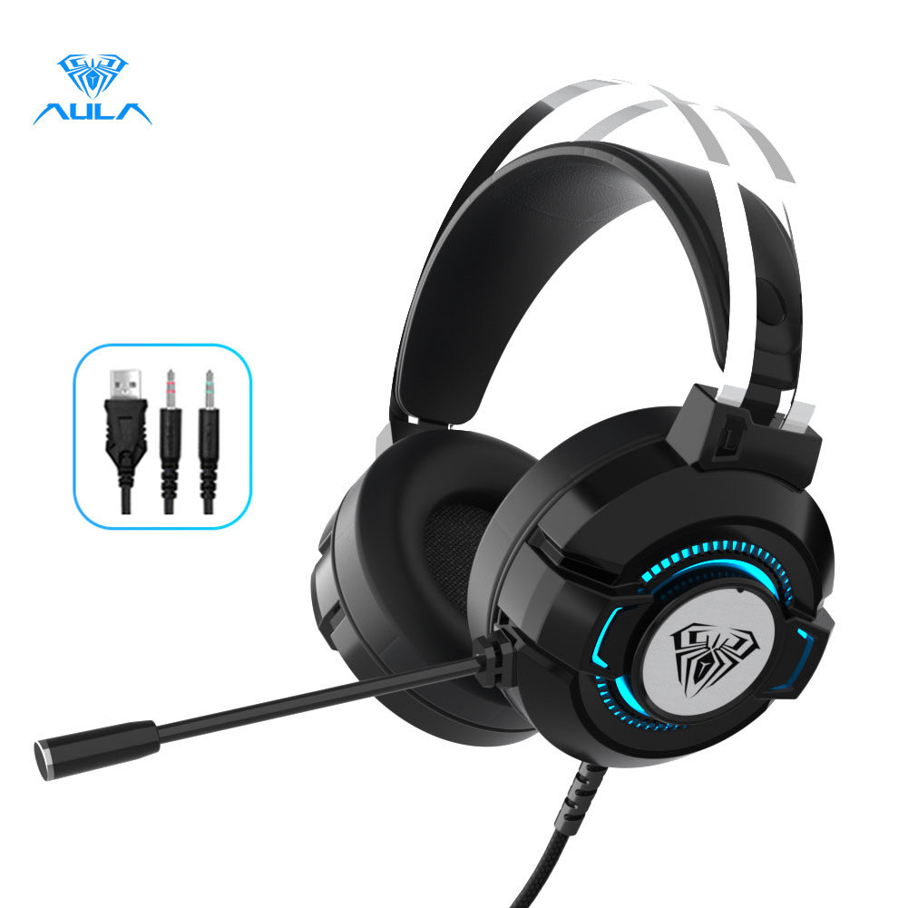 AULA S602 Gaming Headset Virtual 7.1 Surround Sound Colorful Breathing