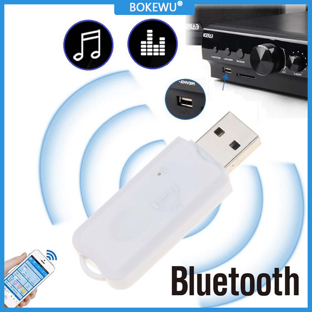 Bokewu bộ thu nhạc âm thanh nổi bluetooth usb bộ chuyển đổi âm thanh không dây dongle có micrô cho loa máy nghe nhạc trên xe hơi