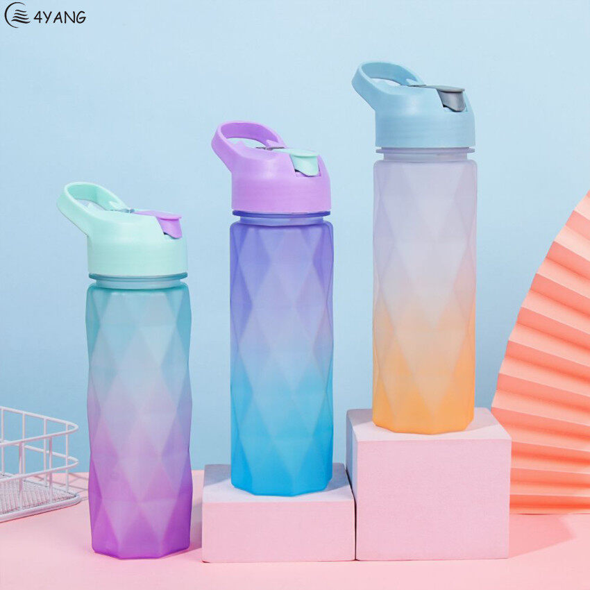 600ml xách tay chai nước leakproof cầu vồng Gradient Cốc uống nước thể thao ngoài trời bình nước