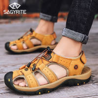 SAGYRITE Big Size 38-48 Dép Nam Dép Đi Biển Mùa Hè Cho Nam Dép Da Thật Ngoài Trời Dép Đi Bộ Đường Dài Cho Nam