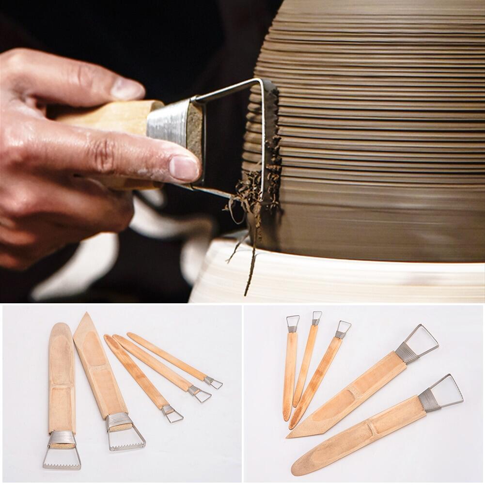 Dụng cụ kết cấu đất sét răng cưa mở rộng dụng cụ sửa đổi dán đất sét điêu khắc gốm nhựa tay cầm tre dụng cụ làm đồ gốm