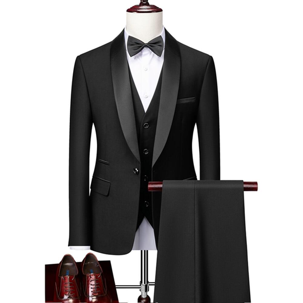 1 nam bó sát 3 Mảnh Thiết Lập mỏng trang trọng Phù Hợp Với Tuxedo Bộ com-lê dạ tiệc prom/Nam Chú Rể Áo Khoác Cưới Áo Khoác Đầm chất lượng cao Áo Khoác Quần Vest Phù Hợp Với