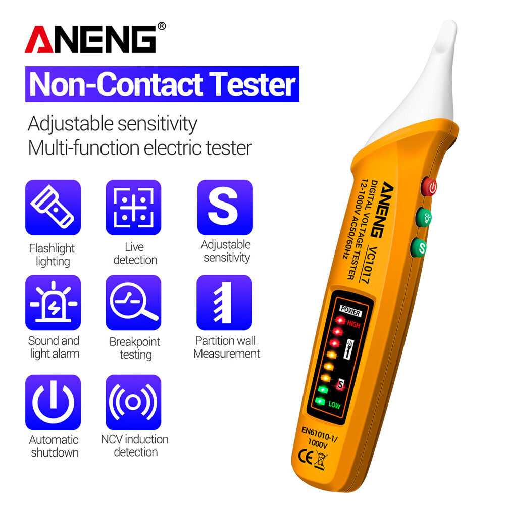 ANENG Bút Vạn Năng Kỹ Thuật Số VC1017 AC Điện Áp Meter, Vôn Kế Tự Động NCV 12-1000V Bộ Kiểm Tra Cảm Biến Thông Minh Công Cụ Phát Hiện Còi