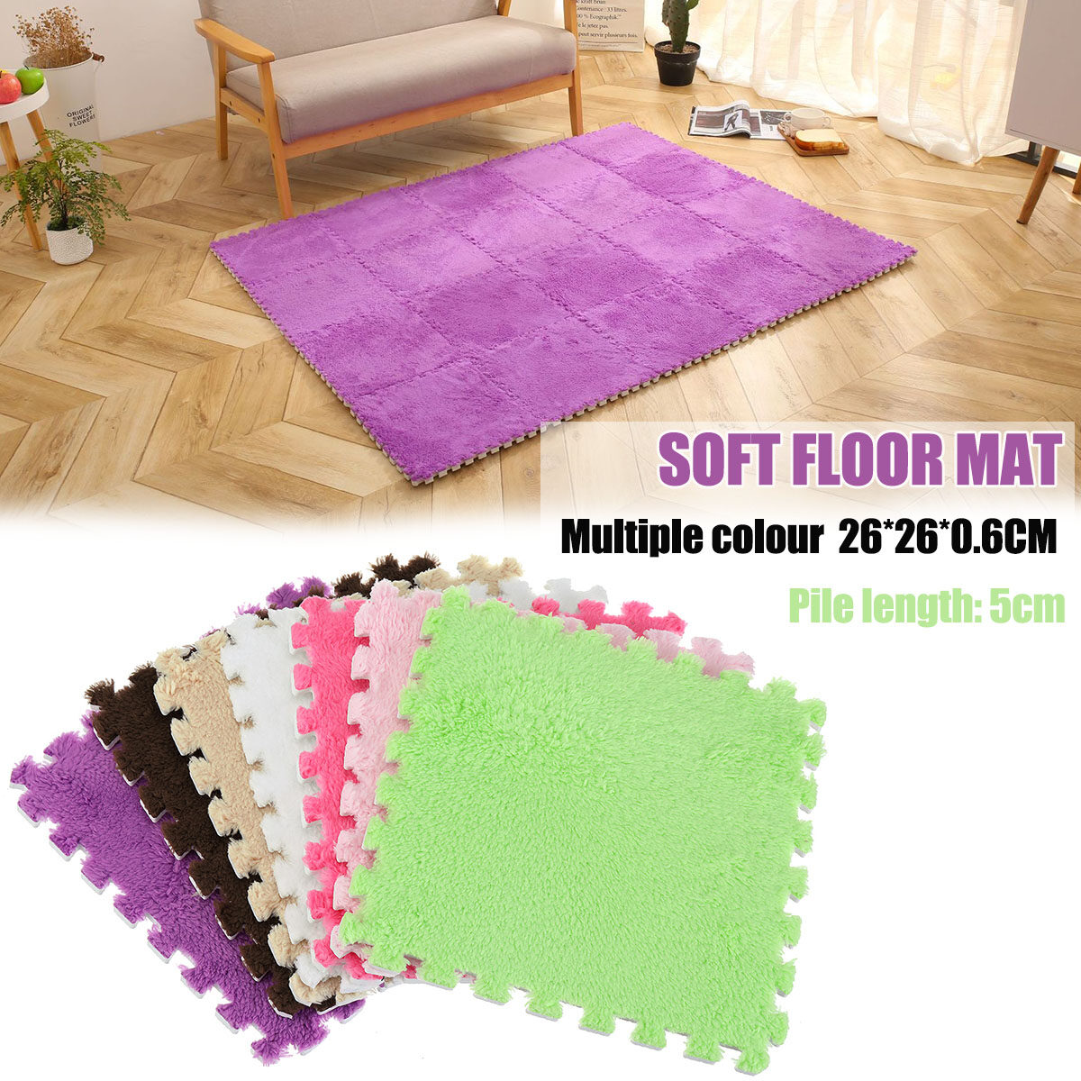 Generic Floor Rug Shaggy Carpet Bedroom Full Bedside Children's Plush