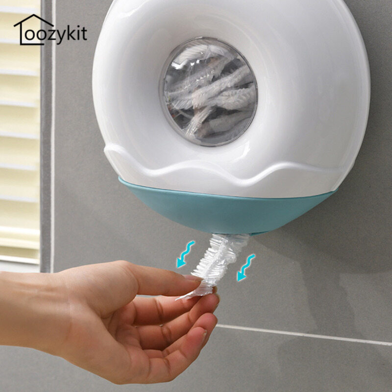 Loozykit ống đựng túi rác treo tường bằng nhựa túi bao mũ tắm gói nhựa saran túi lưu trữ kệ để đồ nhà bếp