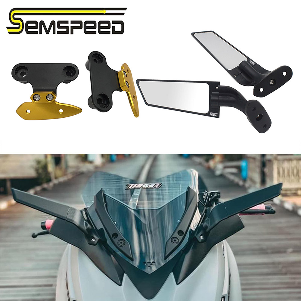 SEMSPEED Motorcycle CNC Side Wind Mirrors + Rearview Bracket Mount