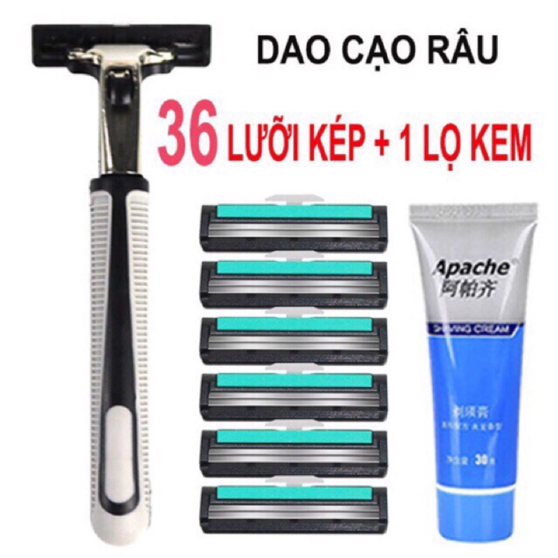 Bộ dao cạo râu 36 lưỡi + 1 cán + tuýt kem bôi cạo râu