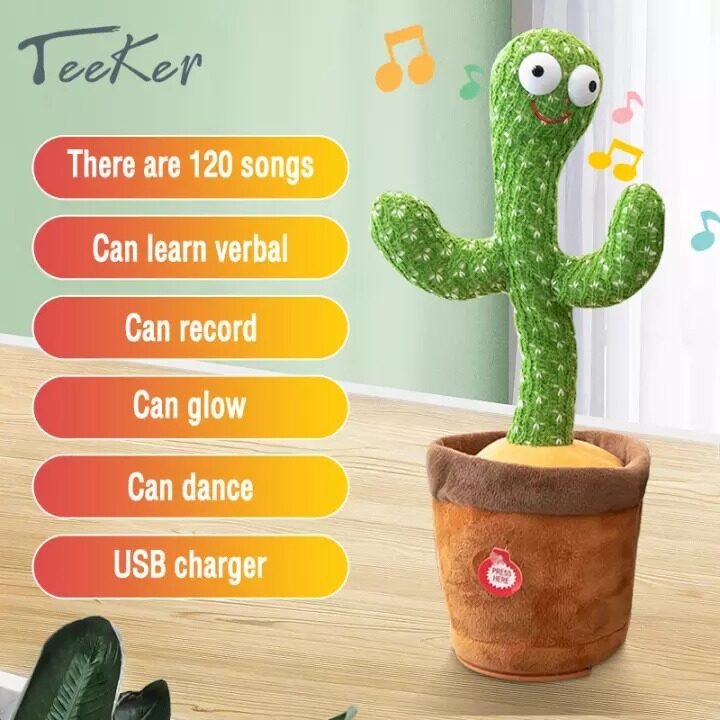TeekerTikTok Hot Dancing Cactus Electron Plush Toy Soft Plush Doll Baby