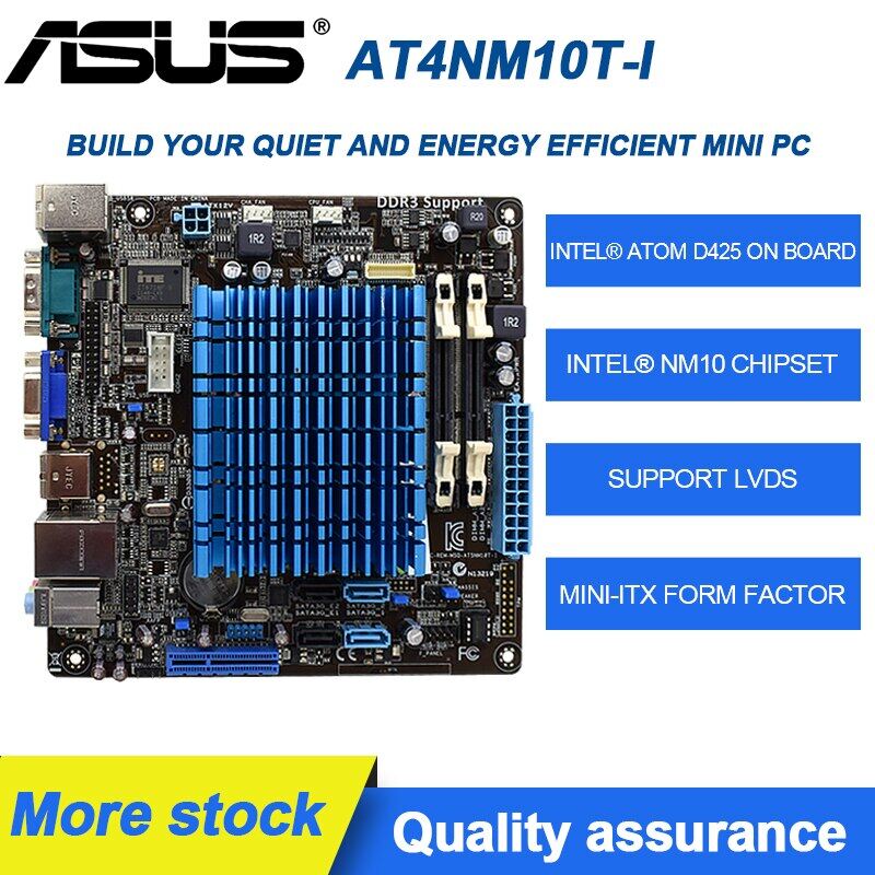 At4nm10t-i bo mạch chủ máy tính mini, cpu atom d425 tích hợp ram ddr3 mini itx máy tính để bàn bo mạch chủ