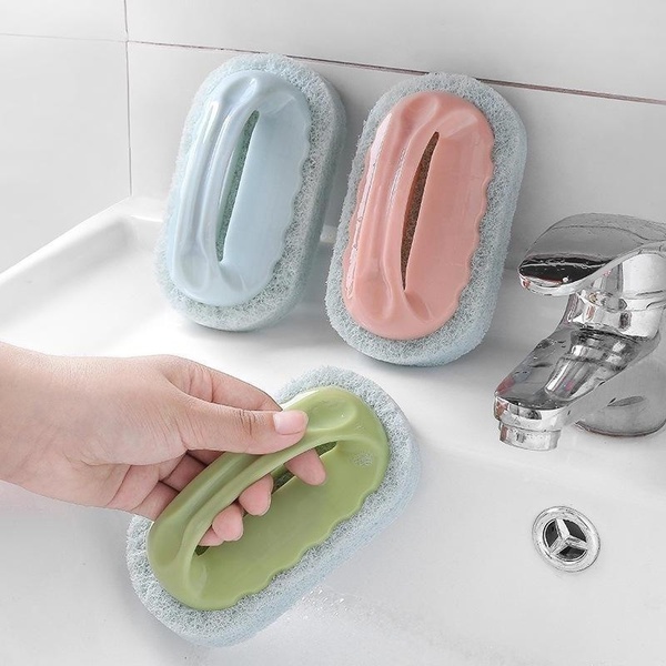 Bàn chải làm sạch bằng bọt biển bàn chải gạch có tay cầm bàn chải làm sạch nồi bát đĩa bồn tắm nhà bếp phòng tắm dụng cụ làm sạch truy cập