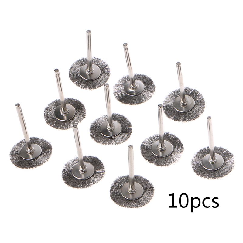 10 cái lưỡi bạch kim 22mm, bàn chải bánh xe dây thép không gỉ dremel rotary công cụ cho máy khoan mini dremel đánh bóng dremel phụ kiện