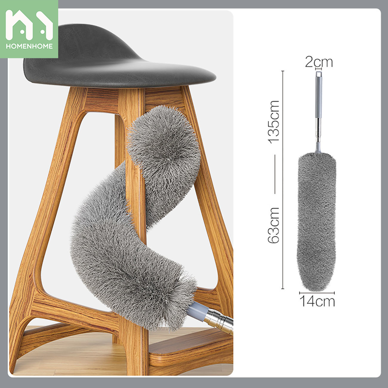 Homenhome Household Feather Duster Ash Sweeping Tool Retractable Blanket Spider Web Cleaning Duster ราคา 181 บาท*ส่งฟรี