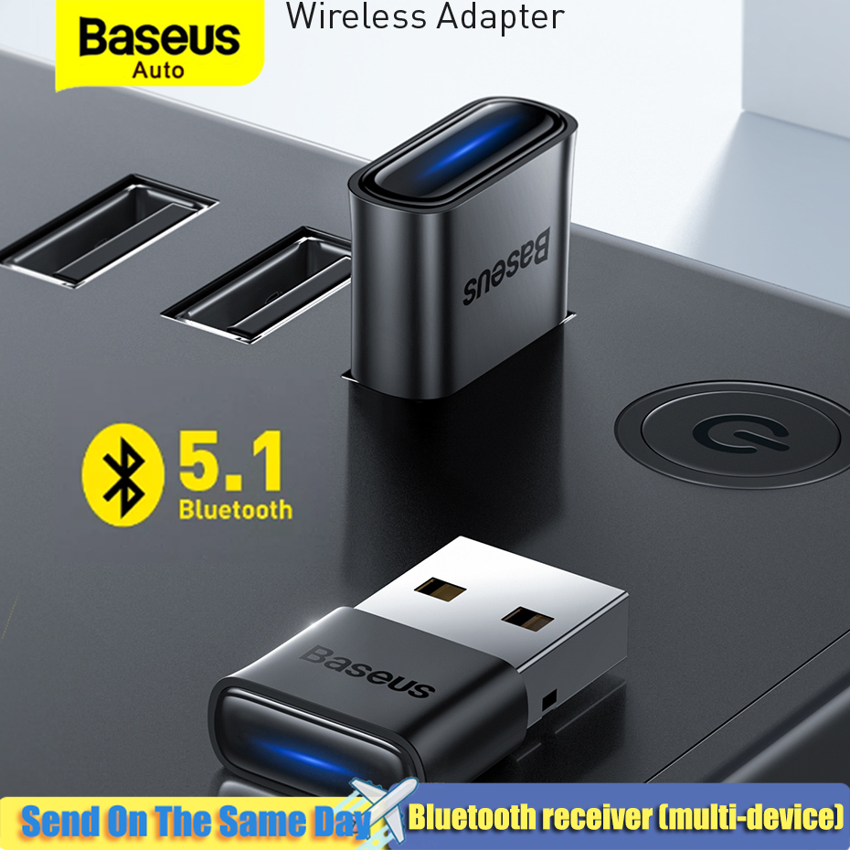 Baseus bộ chuyển đổi usb bluetooth dongle adaptador bluetooth 5.1 cho máy vi tính máy tính xách tay loa không dây bộ thu âm thanh bộ phát usb