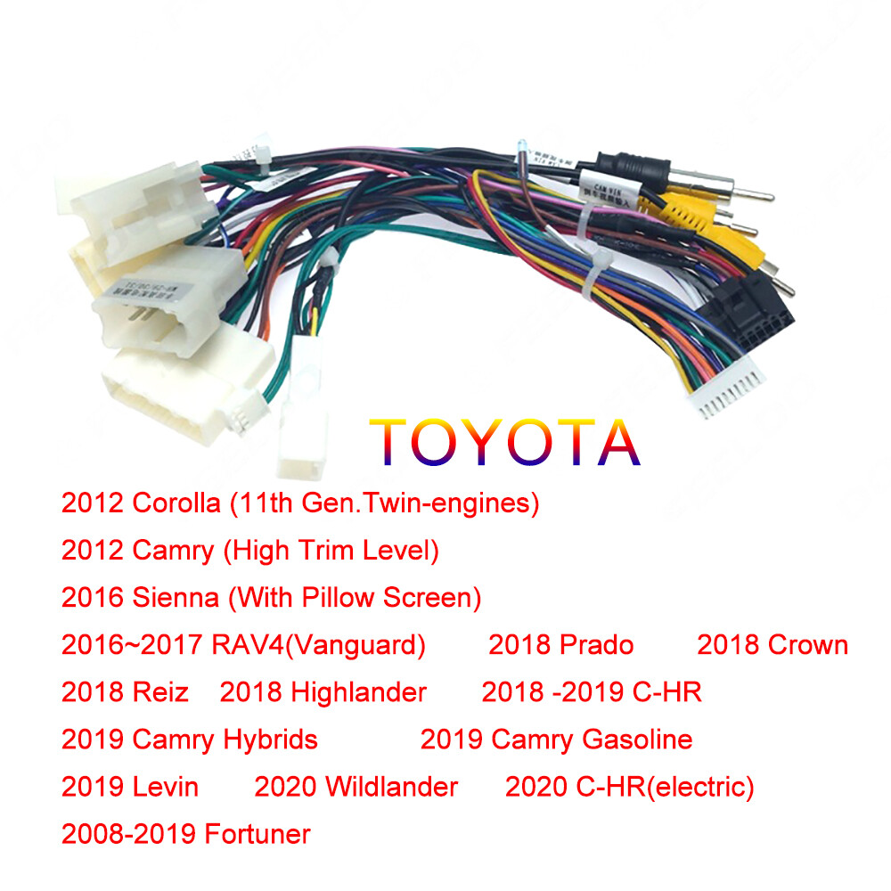 Honxun Used for TOYOTA Corolla Camry RAV4 Prado Crown Reiz Fortuner C-HR Sienna stereo radio wiring harness Head unit power cable 16pin and canbus box ราคา 437 บาท*ส่งฟรี