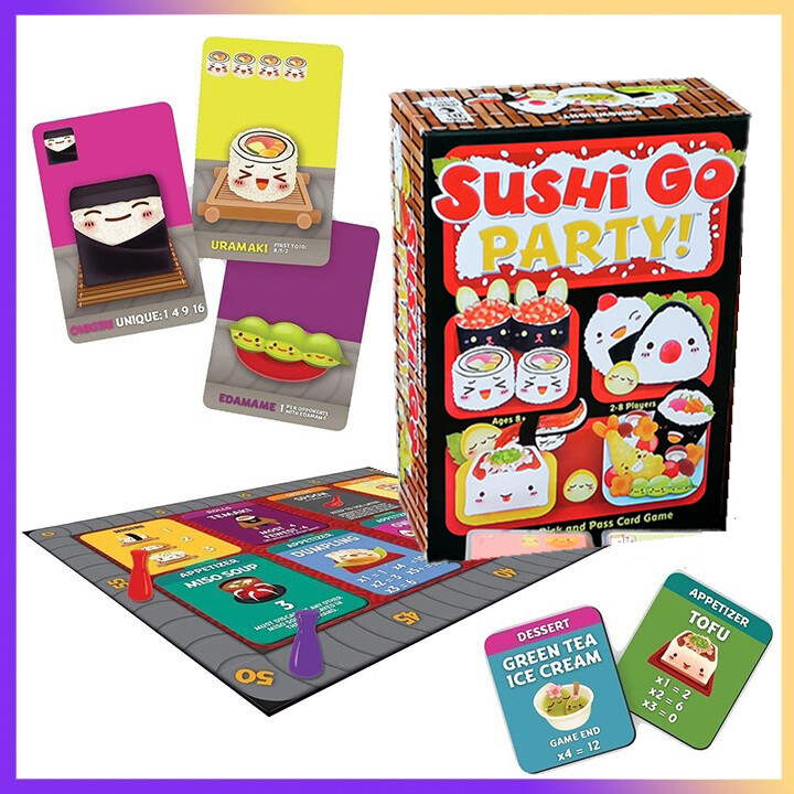 Sushi đi dự tiệc! trò chơi bài foodie can not lose pick & pass | trò chơi ghép hình vui nhộn 2-8 người chơi trên bàn gia đình | đồ chơi chiến lược cho bé trai bé gái | hướng dẫn sử dụng tiếng anh và tiếng trung sushi go party