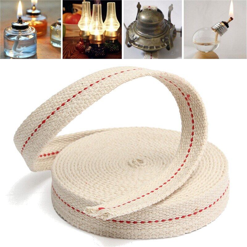 Đèn dầu cotton dẹt 4.5m đèn dầu cao cấp bấc đèn dầu cotton dẹt mate đèn dầu hỏa dụng cụ làm nến cuộn chỉ đỏ bấc